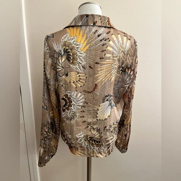 AZI New York Shimmery Button Up Long Sleeve Blouse, Sz S - Picture 4 of 6